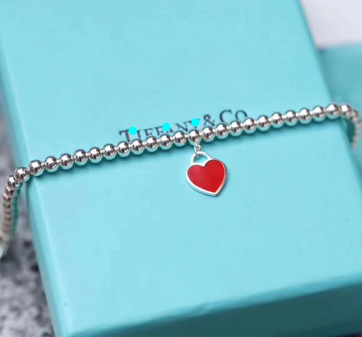Return To Tiffany Red Heart Tag Bead Bracelet