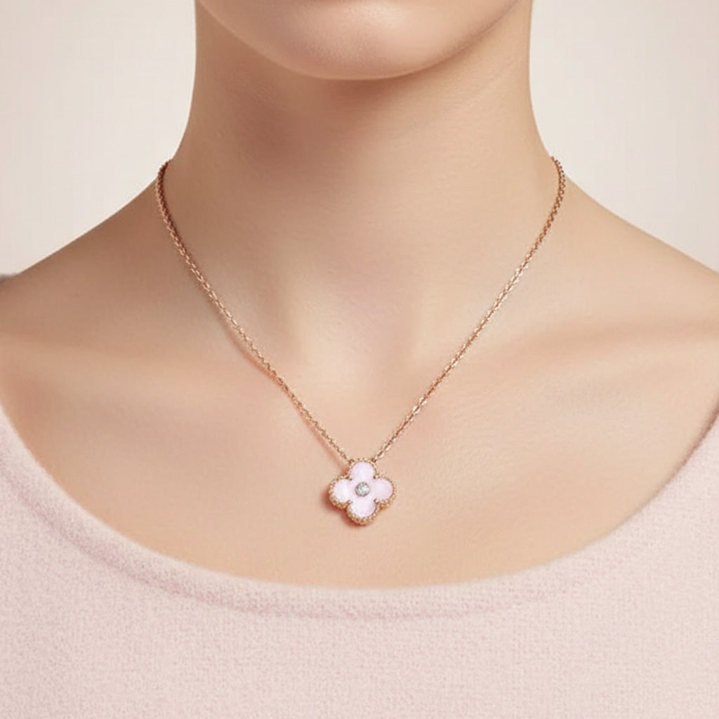 Van Cleef & Arpels Sweet Alhambra Pink Clover Necklace