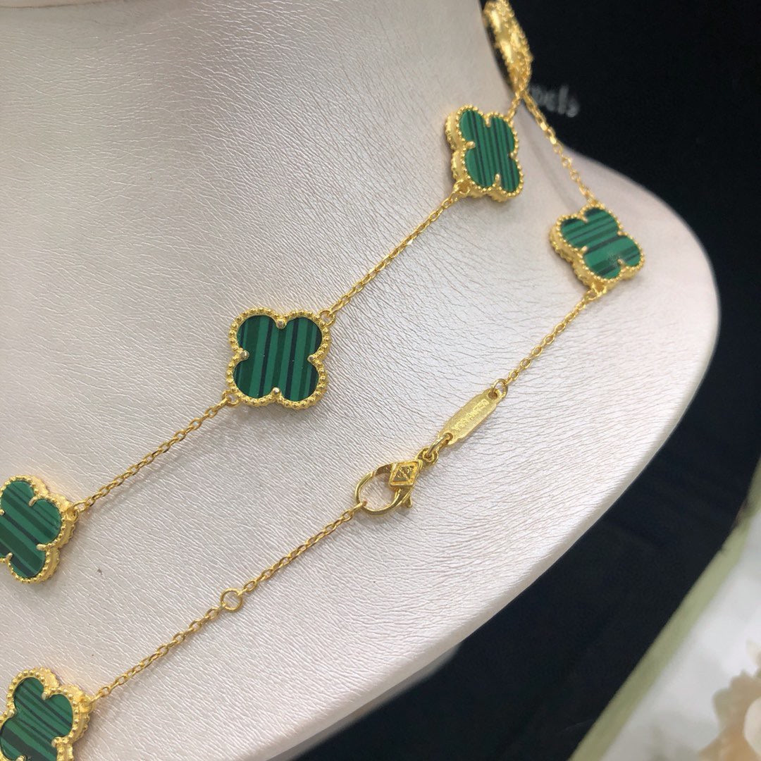 Van Cleef & Arpels Vintage Alhambra Malachite 20 Motifs Long Necklace