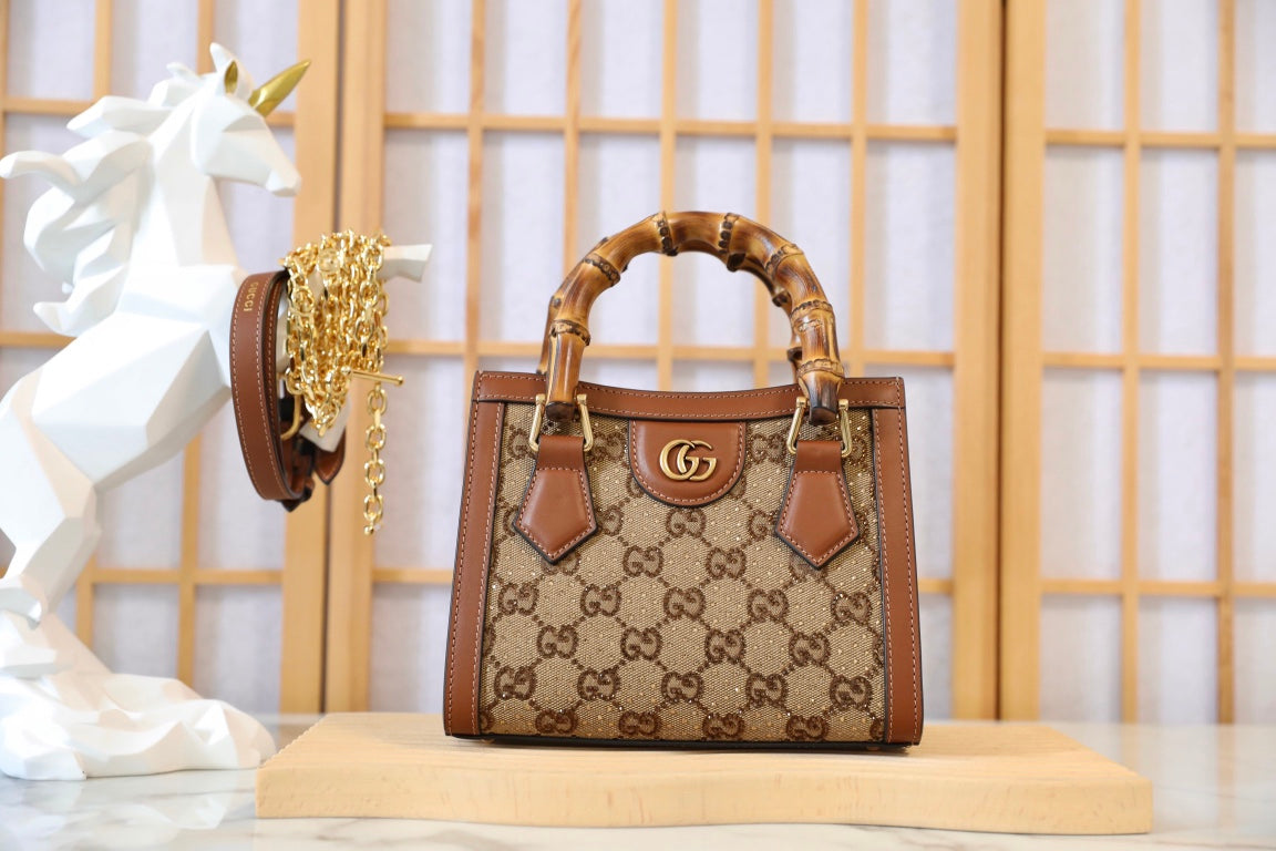 Gucci Diana Crystal Bamboo Top Handle Bag-675800