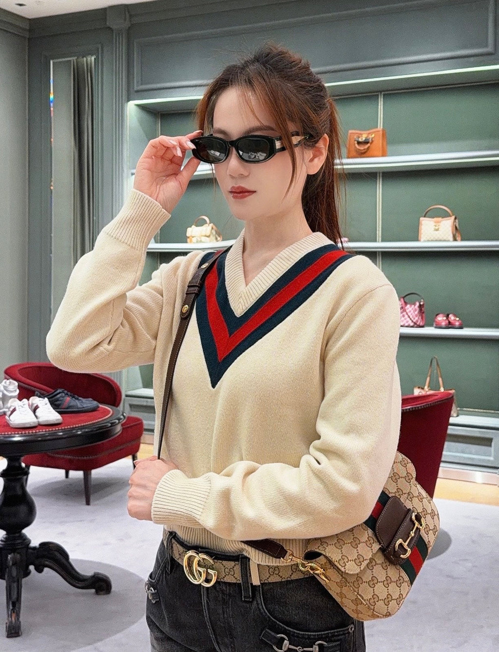Gucci Horsebit 1955 Canvas Shoulder Bag – 866762