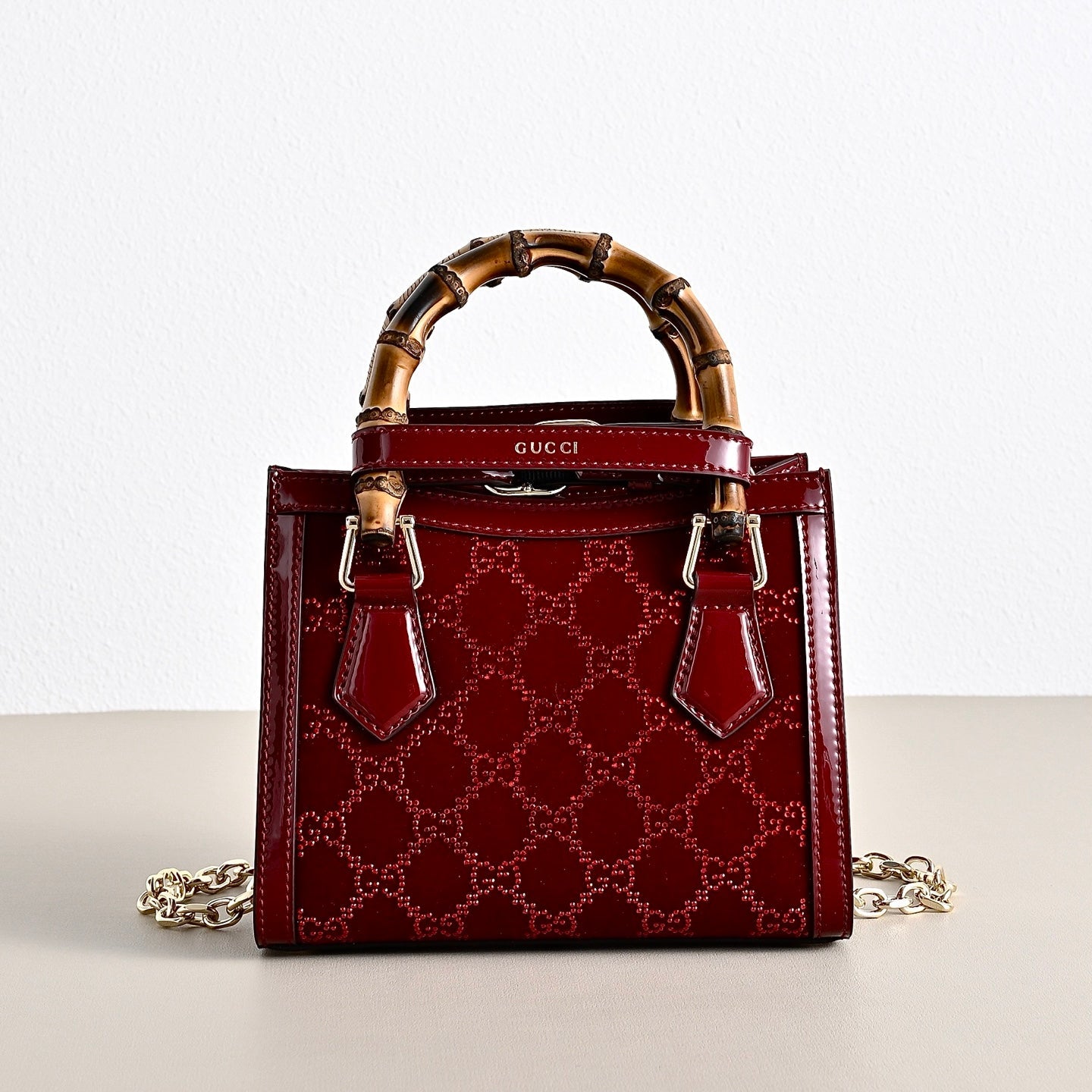 Gucci Diana Crystal Bamboo Top Handle Bag-675800
