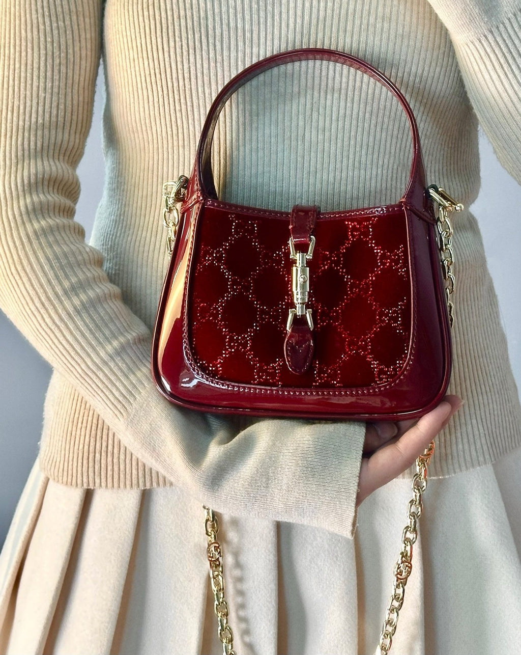 Gucci Jackie 1961 Velvet Shoulder Bag – 836684