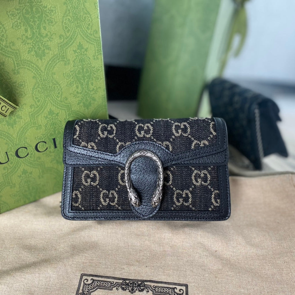 Gucci GG Supreme Black Denim Dionysus Bag – 476432/499623