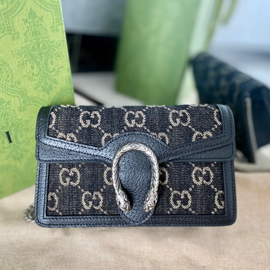 Gucci GG Supreme Black Denim Dionysus Bag – 476432/499623