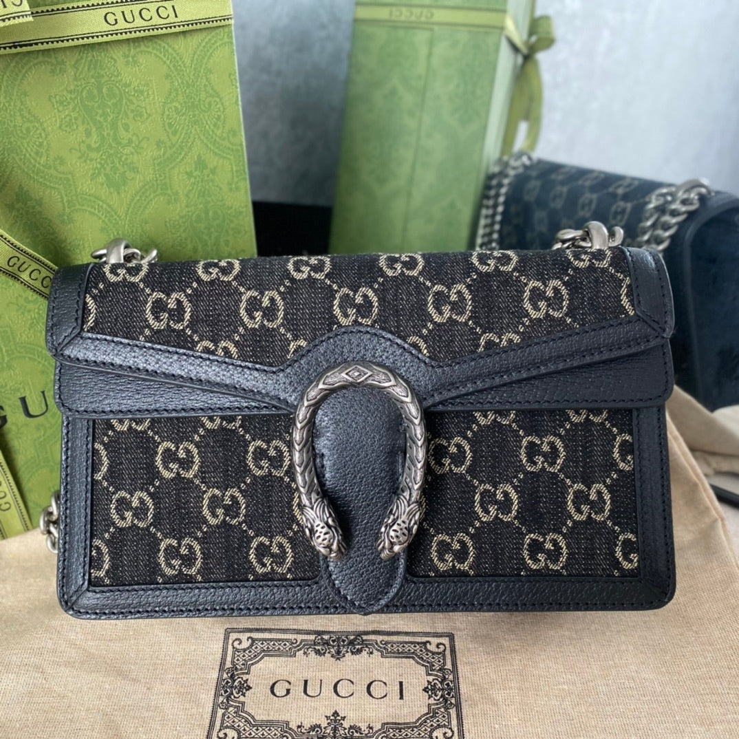 Gucci GG Supreme Black Denim Dionysus Bag – 476432/499623